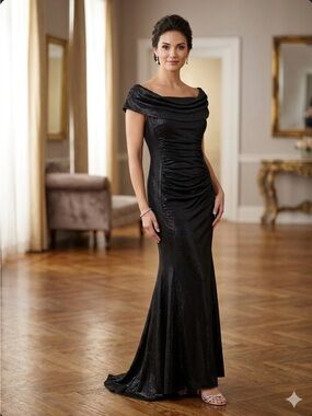 Black Off-Shoulder Ruched Maxi Dress